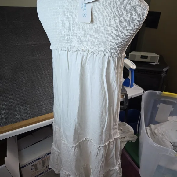 4OUR Dreamers White Dress Tiered Tube Top Size Small White NWT - Picture 9 of 16